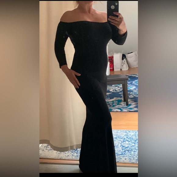 Norma Kamali Black Off-Shoulder Dress - Picture 5 of 6